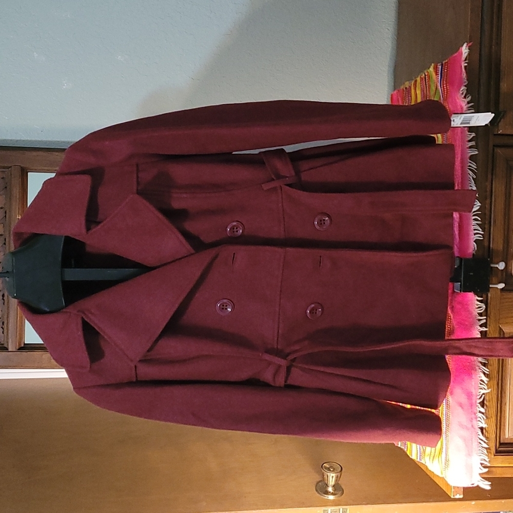 Bugandy Coat with Tie waistline